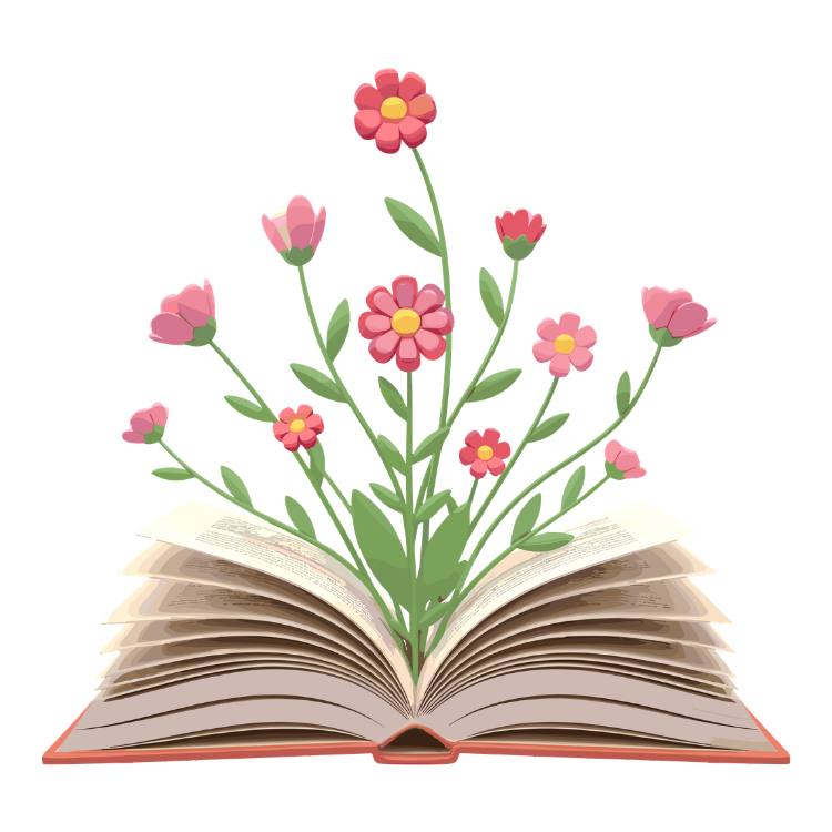 livre biographique, un livre où des fleurs fleurissent